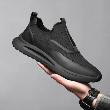 men ежедневни дишащи летни обувки приплъзване спортна обувка черна модерна мокасини на открито туризъм пътуване маратонки дизайнерски обувки