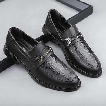 Мъжки обувки нови пролетни и есенни кожени мъжки бизнес обувки британски стил мода сватбени обувки за свободното време парти обувки