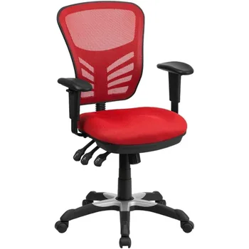 Gaming офис стол средата обратно червена мрежа многофункционален изпълнителен въртящ ергономичен офис стол с регулируеми ръце игра специални
