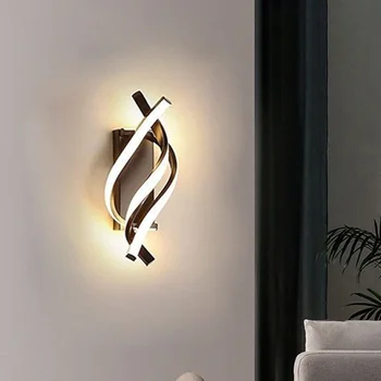 Модерна LED стена лампа пръст линия стена sconce спалня коридор хол Backgroud черно бяло начало декор Led осветление блясък