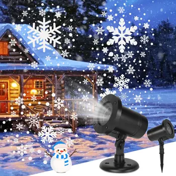 Коледа сняг проектор светлини IP65 водоустойчив открит снежинка LED проектор въртящи бял сняг падане прожекция лампа Коледа