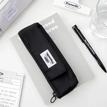 1 парче мини молив торбичка простота плътен цвят серия молив случай с каишка малък преносим канцеларски чанта за съхранение студент