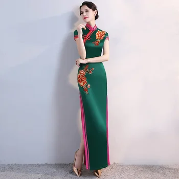 S-4XL Грен парти Cheongsam реколта китайски стил пролет дълга вечерна рокля ориенталски жена елегантен Qipao Vestido