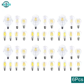 6pcs/lot LED крушки лампи AC220V E27 E14 2W 4W 6W 8W Led ретро Edison нажежаема светлина Lampada Bombilla Всекидневна Начало Осветителна тела