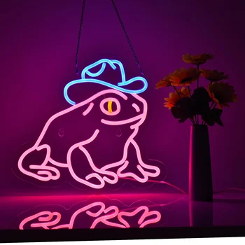 Неонов знак за стенен декор Димиране LED жаба неонов знак USB захранван неонов арт знак за кръчма спалня магазин магазин човек пещерно парти