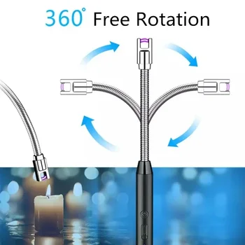 360° Външна кухненска запалка USB акумулаторна преносима електронна запалка Безопасно заключване Екологично чисти за свещи Газови печки 265mm
