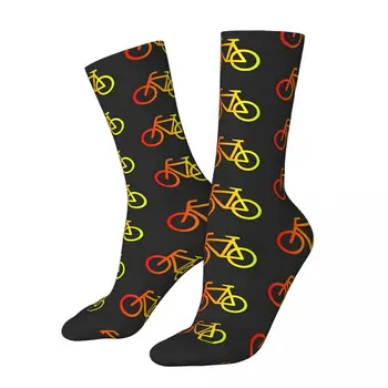 Щастливи мъжки чорапи топли цветове ретро Harajuku велосипед велосипед хип-хоп случайни екипажа луд чорап подарък модел отпечатани