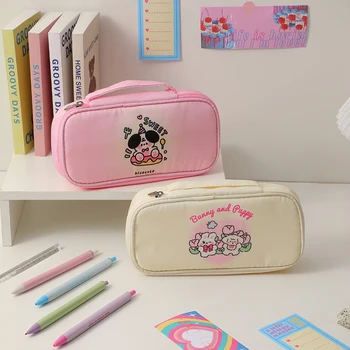 ins Корейски студент писалка чанта карикатура куче сладък молив случай канцеларски материали голям капацитет момиче козметика чанта за съхранение