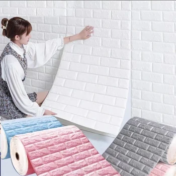 70cm*1m 3D тухла модел стенни панели тапети DIY водоустойчив за хол спалня кухня фон стена декорация