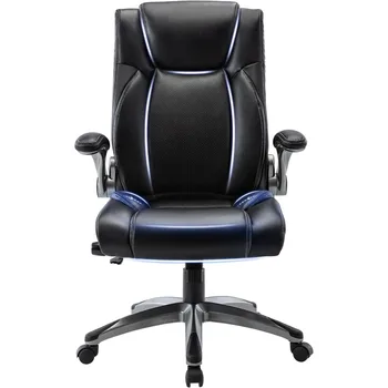 COLAMY Ергономичен домашен офис стол-регулируема лумбална опора за допълнителен комфорт, висок дизайн на гърба с подплатени обръщащи се рамена за