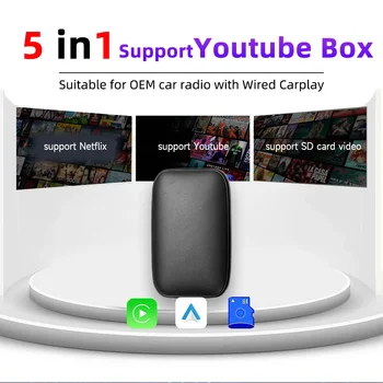 Поддръжка на YouTube Netflix стрийминг кутия Apple Carplay Android Auto безжичен адаптер Smart AI Box Dongle за Apple Samsung Xiaomi