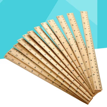 30pcs дървена линийка двойна скала измерване владетел за домашно училище класна стая офис (30 см)
