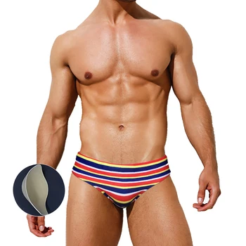 Нови мъжки бански с подложки за натискане Модни Stripe Бикини Европейски Американски Секси Бански костюми с ниска талия Лято Плаж Сърф Спорт