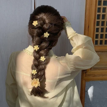 5Pcs / комплект Япония черешови цветове фиба за жени момиче колоритен прост сладък сладък сладък цвете метална щипка за коса бижута аксесоари