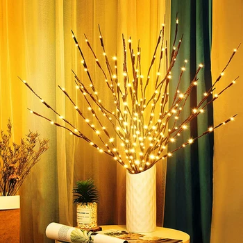 Нови 20 крушки LED върба клон лампа LED низ светлини клонка ваза светлини фея венец за коледно дърво сватбено тържество декорация
