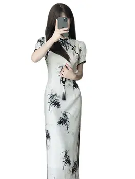 2023 Китайски Cheongsam елегантни жени реколта сватбена рокля тънък лято ежедневни рокли Нови дами стил Qipao S да Xxl
