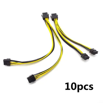 10pcs PCI-E PCIE 8p Женски към 2 порт Dual 8pin 6 + 2p мъжки GPU графика видео карта миньор мощност разширение кабел кабел тел 32cm / 22cm
