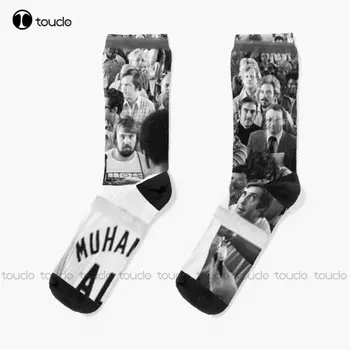 Мохамед Али Чорапи Сини чорапи 360° Дигитален печат Персонализиран персонализиран унисекс Възрастен Teen Младежки чорапи Персонализиран подарък Улично облекло