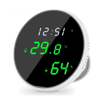 WiFi стаен термометър вътрешен хигрометър: интелигентен монитор за влажност на температурата с LED дисплей с подсветка