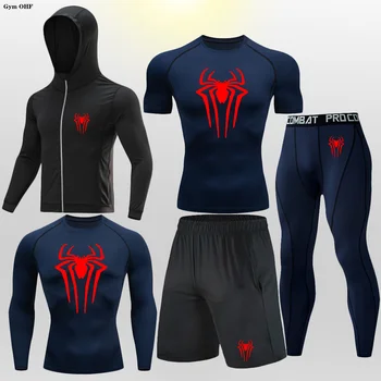 2099 Мъжки компресионни спортни костюми Гимнастически салон чорапогащи тренировка тренировка джогинг спортен комплект бягане Rashguard MMA анцуг за мъж