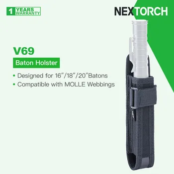 Nextorch V69 найлоново фенерче / кобур за палка, съвместим с MOLLE ремъци, тактическа жилетка, раница, колан за кръста
