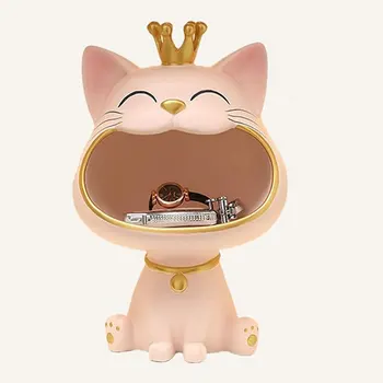 Lucky Cat Storage Sculpture Широко приложение и уникални хубави подаръци Смеещи се котешки фигури Кутия за съхранение