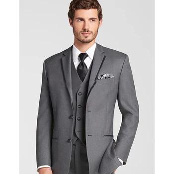 Gentleman Male Men Slim Fit Suits Notched Lapel Two Buttons Business Tuxedo Wedding Clothes Men Suits (jacket+pants+vest)