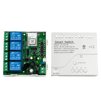 4CH Tuya Zigbee Smart Switch Module 85-250V Relay Smart Home Remote Control работи с шлюз за Alexa Google Home Замяна