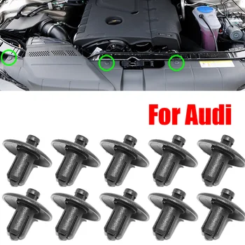 10x Автомобилен радиатор Защитен капак на двигателя Обвивка Решетка Капак Панел Клипс Фиксатор Нит за Audi A2 A4 A5 A8 Q3 Q5 S4 S5 S8 TT TTS