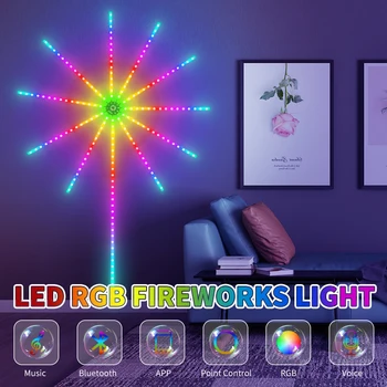  Интелигентни фойерверки RGB неонови струнни светлини за коледно парти стена декор мечта цвят Bluetooth музикален контрол мечта метеор лампа