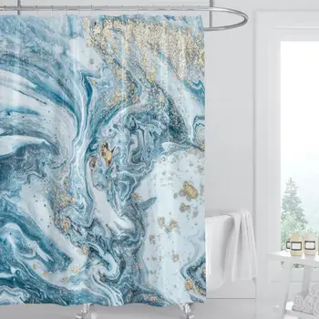 1 Комплект абстрактен мрамор душ завеса водоустойчив баня завеси поверителност защита баня завеса с 12pcs кука дома декор
