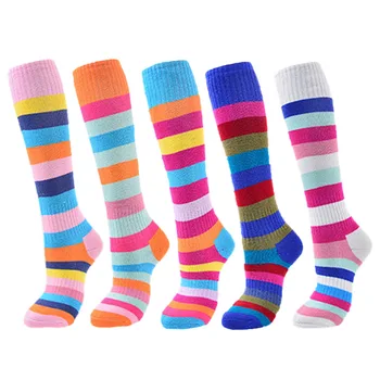 GOBYGO Ски чорапи Момчета Момичета Спортове на открито Удебелени Пълни хавлиени чорапи Дълга тръба Раирани деца Ролкови кънки Ски чорапи