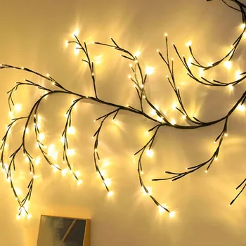 96 LED лозя светлина струни Хелоуин Коледа венец светлина върба лоза клон DIY светлина за стая стена сватбено тържество декор