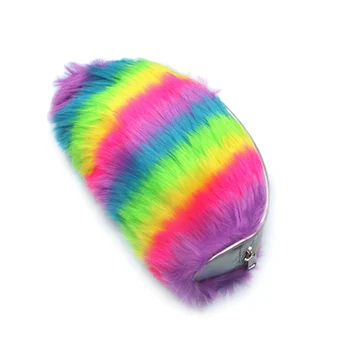Creative Rainbow Color Плюшен калъф за моливи Многофункционален козметичен молив Канцеларски чанта за съхранение EM88