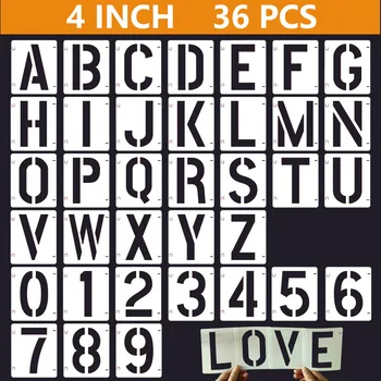 36pcs азбука писмо шаблон за многократна употреба пластмасови заключване писмо номер шаблони за дърво стена плат рок черна дъска