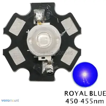 10PCS 3W 450nm Royal Blue High Power LED излъчвател Epileds 45Mil чип 700mA 450-455NM 20mm алуминиева платка за растение расте / аквариум