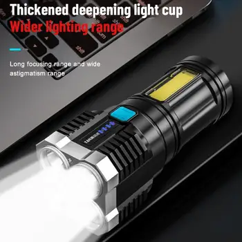  висока мощност 4 LED фенерче USB акумулаторна външна мини преносимо фенерче маркирайте тактическо осветление COB LED фенери