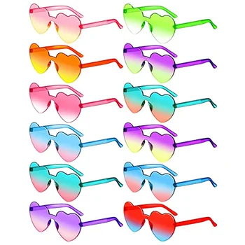Външни сърдечни слънчеви очила Слънчеви очила без рамки за жени Очила с форма на сърце Модерен прозрачен цвят на бонбони Очила Парти Благоволение