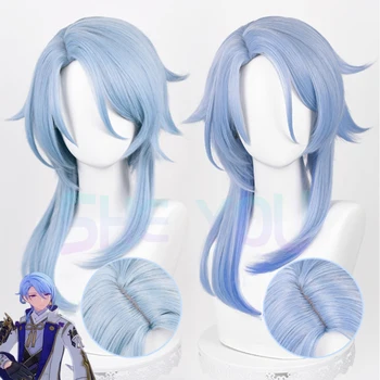 Genshin Impact Kamisato Ayato Cosplay Wig Simulation Scalp Wig Blue Wig Cosplay Anime Cosplay Wig Heat Resistant Synthetic Wigs