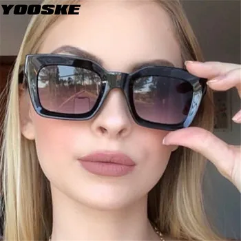 YOOSKE Реколта квадратни слънчеви очила за жени мъже 2023 мода правоъгълник градиент слънчеви очила Ins популярни ретро нит гмуркане очила
