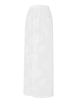 Дамски прозрачни мрежести плажни панталони с широки крака - отвесни бикини долно покритие за бански костюми и бански костюми