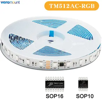5m DC12V 24V 5050 SMD RGB пиксел LED лента DMX512 цифров двоен сигнал пълноцветен LED лампа бар TM512AC SOP10 SOP16 IC програмируем