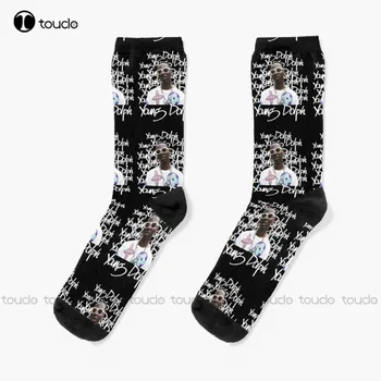Young Dolph Socks Забавни чорапи за жени Коледен новогодишен подарък Унисекс Възрастен Тийнейджър Младежки чорапи 360° Дигитален печат Мода Нов