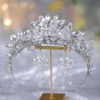 Сребърна мода сватбени бижута класически стил Sesign глава кралица корона за жени