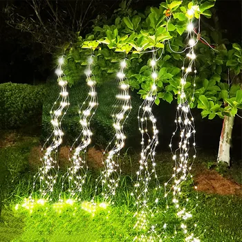 600/800 LED дърво клон лоза светлина на открито 30/40 * 2 м коледни гирлянди водопад водопад ледена светлина сребърна тел фея светлина