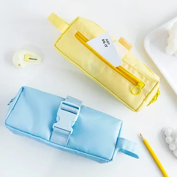Kawaii Цветна чанта за молив Проста универсална канцеларска торбичка за молив Нова чанта за писалка с голям капацитет Студентски консумативи Корейски канцеларски материали