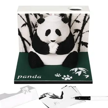 3D Лепкави бележки Картонена подложка за бележки Panda Design Декоративна сълза DIY Коледна хартия дърворезба изкуство десктоп декорация подарък за