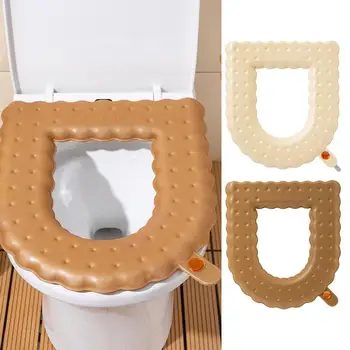  Възглавница за тоалетна седалка с дръжка осигурява комфорт и топлина Универсален капак на тоалетната седалка Декоративна тоалетна седалка за баня