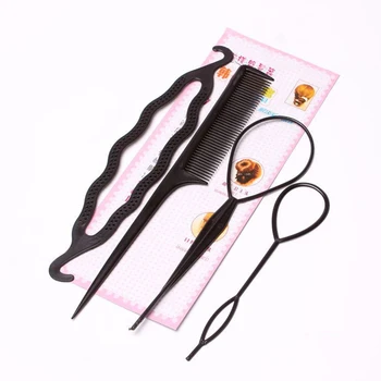 4Pcs/Set DIY Инструменти за прическа Жените Магия поничка коса Bun Maker плетене обрат щипка за коса плитка стайлинг инструменти аксесоари за коса
