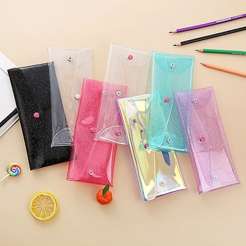 Прозрачна лазерна козметична чанта за грим монета молив чанта торбичка сладък блясък молив лазерна писалка случай училищни чанти за момичета